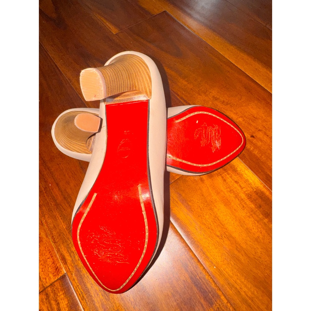 ALAN CHEN Couture Nude Leather Pointed Toe Block 3 in Heel Pumps Size 36